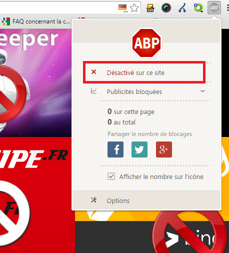 Désactiver et supprimer Adblock